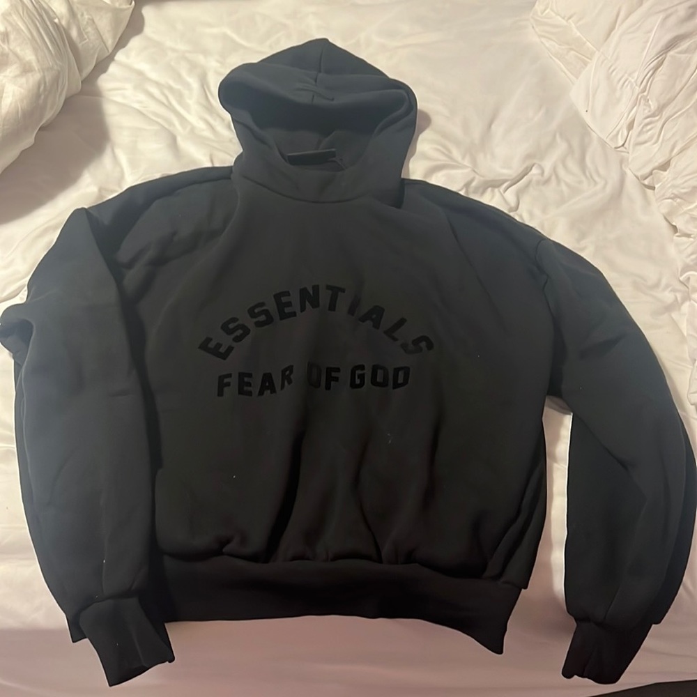COPY - Fear of God Essentials Jet Black Hoodie size medium NEVER WORN BEFORE